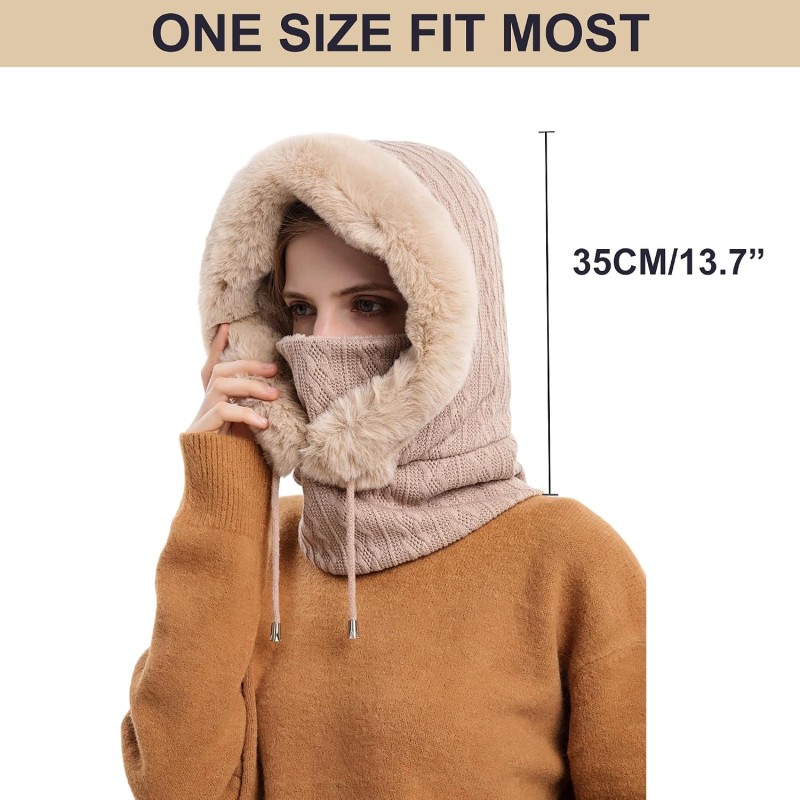 HUAMULAN Women's 3-in-1 Winter Balaclava Khaki HUAMULAN Women's 3-in-1 Winter Balaclava Khaki Ski Snow Fleece Set