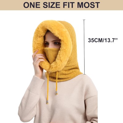 HUAMULAN Women's 3-in-1 Winter Balaclava Beanie Scarf Set Yellow Ski Snow