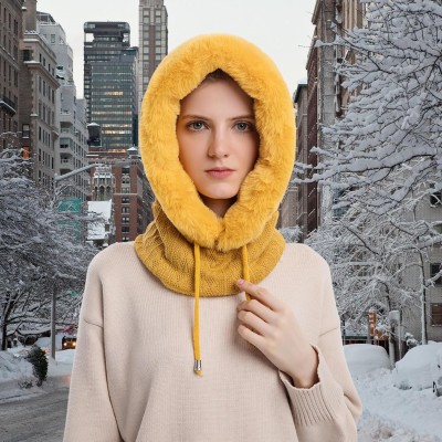 HUAMULAN Women's 3-in-1 Winter Balaclava Beanie Scarf Set Yellow Ski Snow