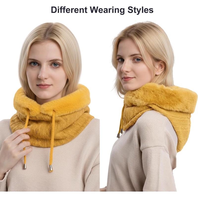 HUAMULAN Women's 3-in-1 Winter Balaclava Beanie Scarf Set Yellow Ski Snow
