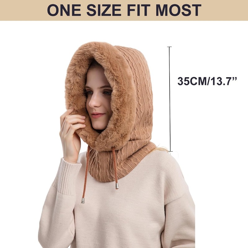 HUAMULAN Women's 3-in-1 Balaclava Winter Set HUAMULAN women's winter 3-in-1 balaclava set with faux fur for ski and snow