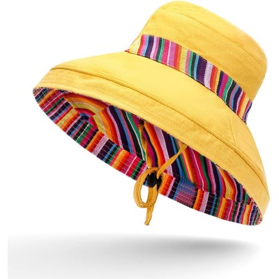 Women’s bohemian wide brim sun hat with UV protection, adjustable wired edge and chin strap for beach, hiking, fishing