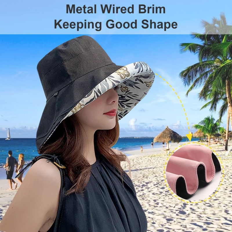 Women's Reversible Wide Brim Sun Hat UV Protection Women's Reversible Wide Brim UV Sun Hat for Beach Hiking Fishing