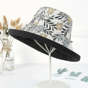 Women's Reversible Wide Brim Sun Hat UV Protection Wired Edge Summer Beach Hiking Fishing Chin Strap