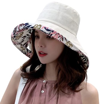 Women's Reversible Wide Brim Sun Hat UV Protection Adjustable Wired Edge Summer Beach Fishing Hiking Travel