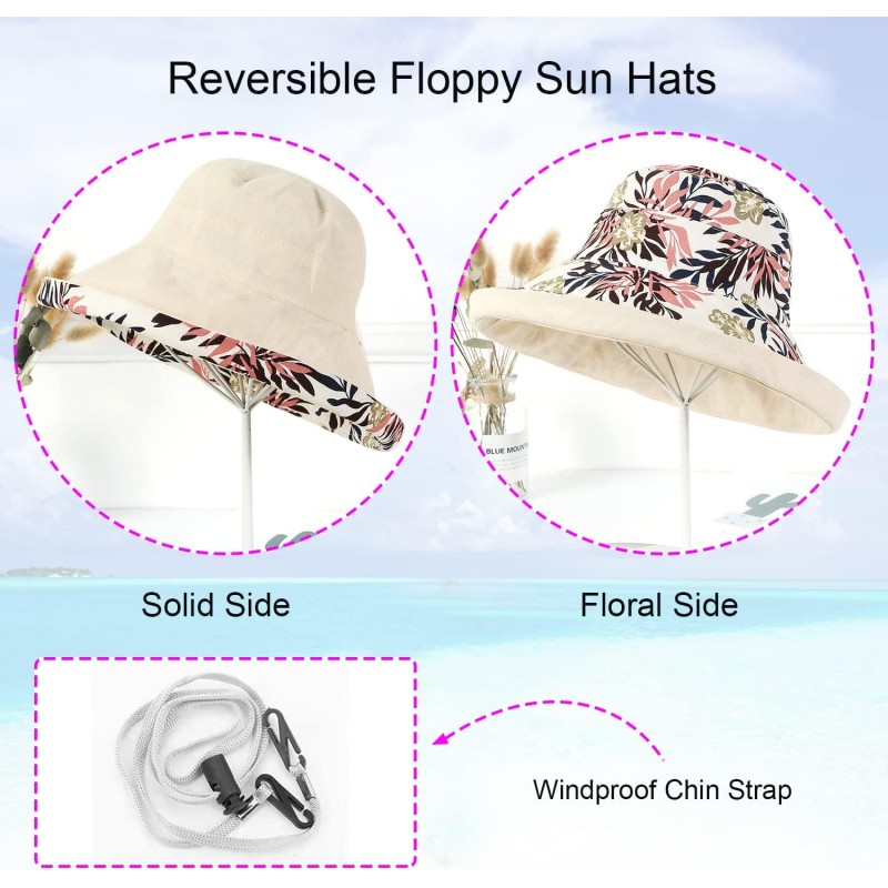Women's Reversible Wide Brim UV Protection Sun Hat for Outdoor Activities