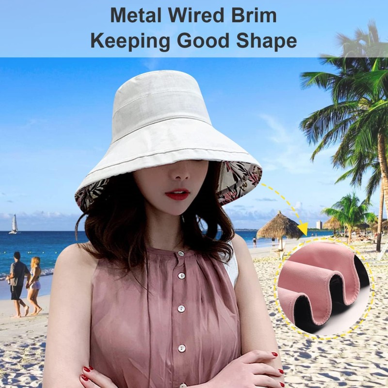 Women's Reversible Wide Brim UV Protection Sun Hat for Outdoor Activities