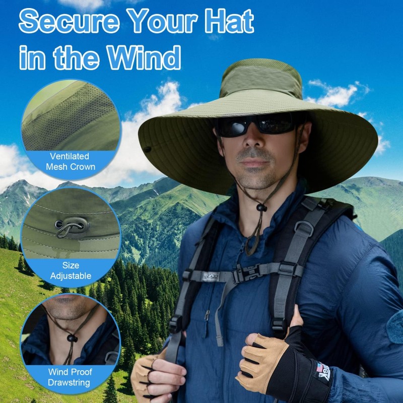 6 inch wide brim unisex sun protection bucket hat for hiking beach fishing