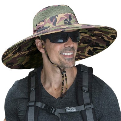 6 6-inch wide brim camouflage unisex sun protection bucket hat for outdoor activities