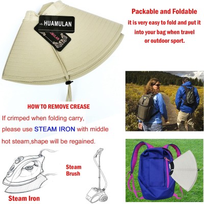 6 6 inch wide brim unisex sun protection bucket hat B2 beige one size water repellent