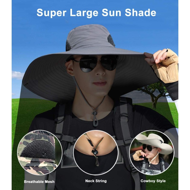 6 6 inch wide brim unisex sun protection bucket hat B2 beige one size water repellent