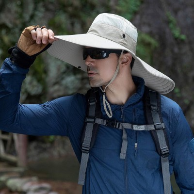 6 6 inch wide brim unisex sun protection bucket hat B2 beige one size water repellent