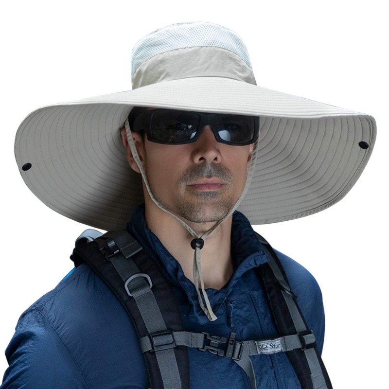 6 6 inch wide brim unisex sun protection bucket hat B2 beige one size water repellent