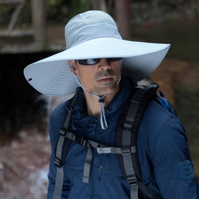 6 Inch Wide Brim Sun Protection Unisex Bucket Hat Light Gray Light Gray Unisex Bucket Hat with 6 Inch Wide Brim for Sun Protection