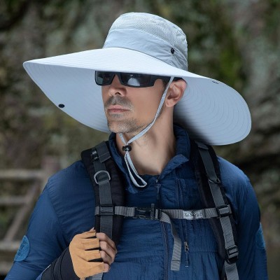 6 Inch Wide Brim Sun Protection Unisex Bucket Hat Light Gray Light Gray Unisex Bucket Hat with 6 Inch Wide Brim for Sun Protection