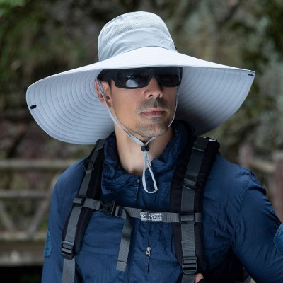 6 Inch Wide Brim Sun Protection Unisex Bucket Hat Light Gray Light Gray Unisex Bucket Hat with 6 Inch Wide Brim for Sun Protection