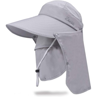 Women's Wide Brim Sun Hat with Detachable Face Mask and Neck Flap for UV Protection