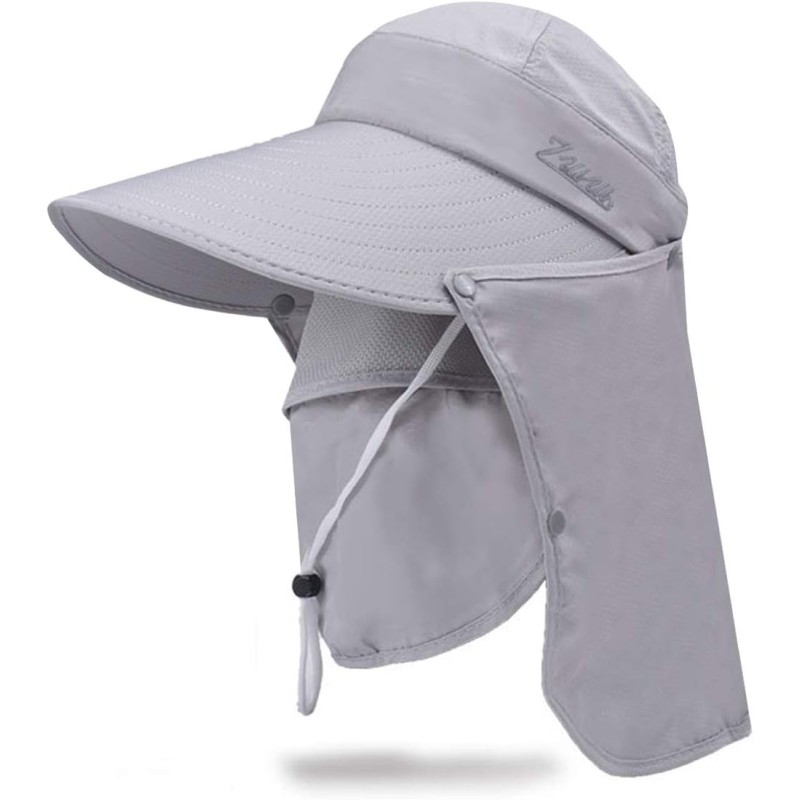 Women's Wide Brim Sun Hat with Detachable Face Mask and Neck Flap for UV Protection