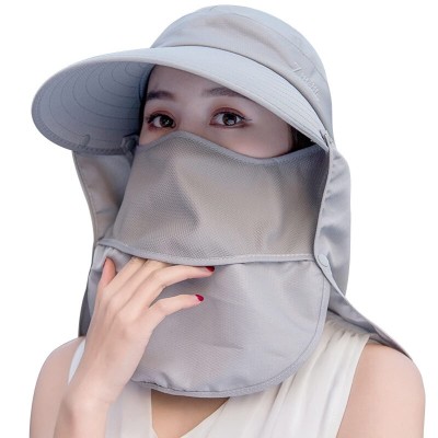 Women's Wide Brim Sun Hat with Detachable Face Mask and Neck Flap for UV Protection