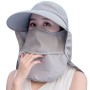 Women's Wide Brim Sun Hat Detachable Face Mask Neck Flap UV Protection Ponytail Outdoor Hat for Hiking Fishing Garden