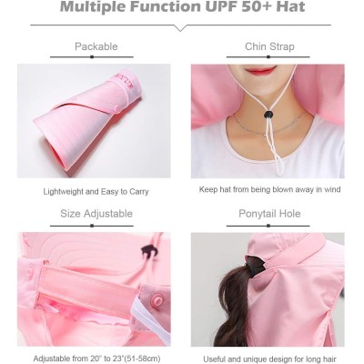 Women's Wide Brim Sun Hat with Detachable Face Mask and Neck Flap for UV Protection