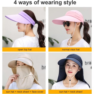 Women Wide Brim Sun Hat with Detachable Face Mask Women's wide brim sun hat with detachable face mask and neck flap