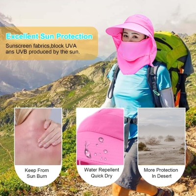 Women Wide Brim Sun Hat with Detachable Face Mask Women's wide brim sun hat with detachable face mask and neck flap