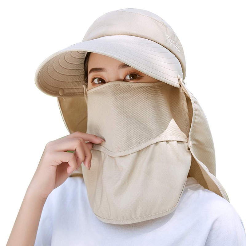Women's Wide Brim Sun Hat with Detachable Face Mask Women's wide brim sun hat with detachable face mask and neck flap