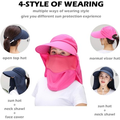 Women Wide Brim Sun Hat with Detachable Face Mask Neck Flap Women's wide brim sun hat with detachable face mask and neck flap for UV protection