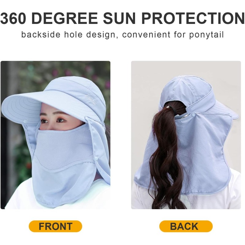 Women's Wide Brim Sun Hat UV Protection Detachable Face Mask Women's Wide Brim Sun Hat with UV Protection and Detachable Face Mask