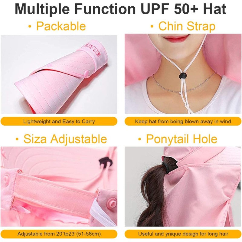 Women's Wide Brim Sun Hat UV Protection Detachable Face Mask Women's Wide Brim Sun Hat with UV Protection and Detachable Face Mask
