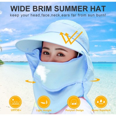 Women's Wide Brim Sun Hat UV Protection Detachable Face Mask Women's Wide Brim Sun Hat with UV Protection and Detachable Face Mask