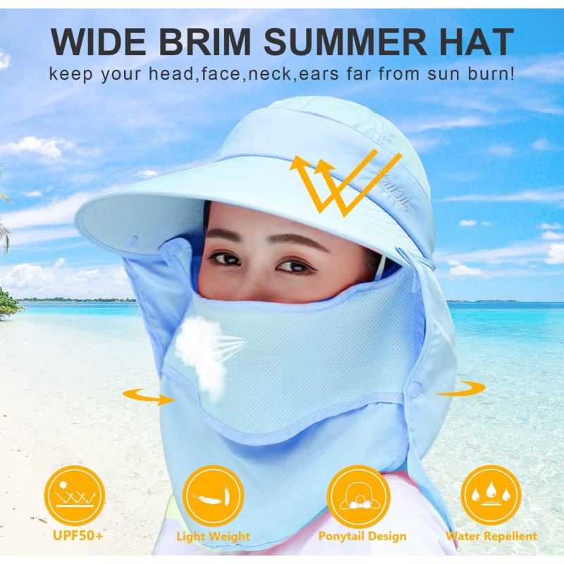 Women's Wide Brim Sun Hat UV Protection Detachable Face Mask Women's Wide Brim Sun Hat with UV Protection and Detachable Face Mask