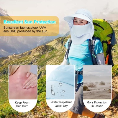 Women's Wide Brim Sun Hat UV Protection Detachable Face Mask Women's Wide Brim Sun Hat with UV Protection and Detachable Face Mask