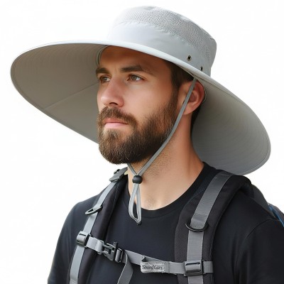 HUAMULAN Unisex D3 Light Gray Wide Brim Sun Bucket Hat HUAMULAN Unisex 6