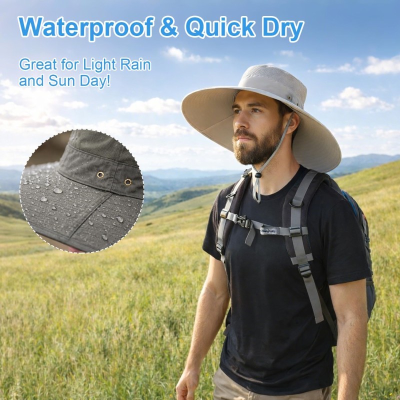 HUAMULAN Unisex D3 Light Gray Wide Brim Sun Bucket Hat HUAMULAN Unisex 6
