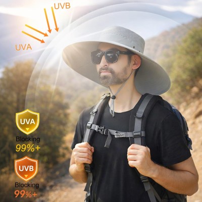 HUAMULAN Unisex D3 Light Gray Wide Brim Sun Bucket Hat HUAMULAN Unisex 6