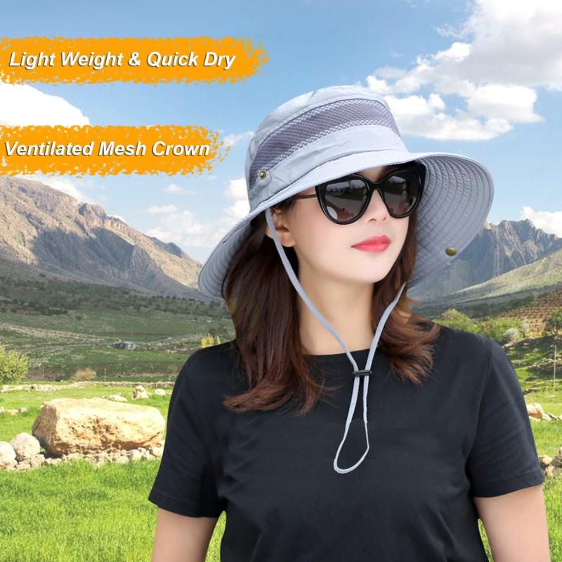 Unisex UV Protection Fishing Bucket Hat Gray Breathable Mesh