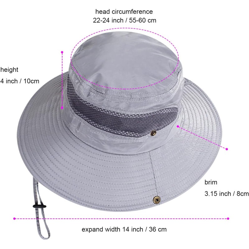 Unisex UV Protection Fishing Bucket Hat Gray Breathable Mesh