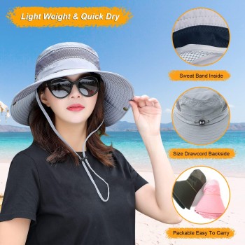 Unisex UV Protection Fishing Bucket Hat – Breathable Mesh Sun Hat for Hiking Beach Gardening, Adjustable Gray