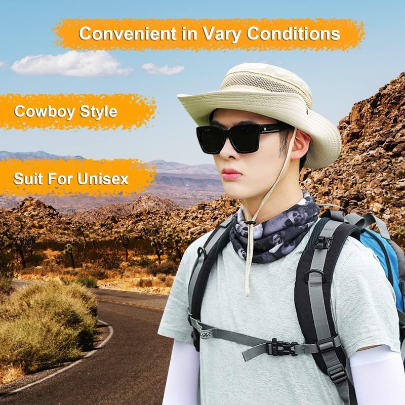 Unisex UV Protection Wide Brim Bucket Sun Hat for Outdoor Use
