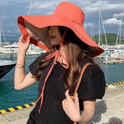 HUAMULAN Women's Orange Beige Wide Brim UV Protection Sun Hat