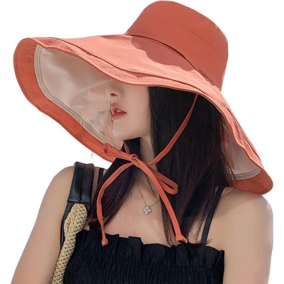 HUAMULAN Women's Orange Beige Wide Brim UV Protection Sun Hat