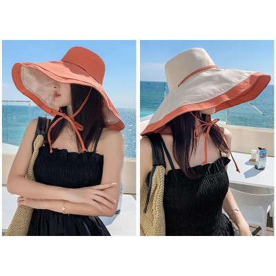 HUAMULAN Women's Orange Beige Wide Brim UV Protection Sun Hat