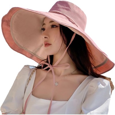 HUAMULAN Reversible Bucket Sun Hat UV Protection Foldable Beach Hat HUAMULAN Women’s Reversible Bucket Sun Hat in Pinkbeige for Beach Travel