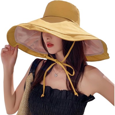 HUAMULAN Women's Wide Brim Reversible Sun Hat HUAMULAN Women's Reversible Foldable Wide Brim Sun Hat UV Protection Beach