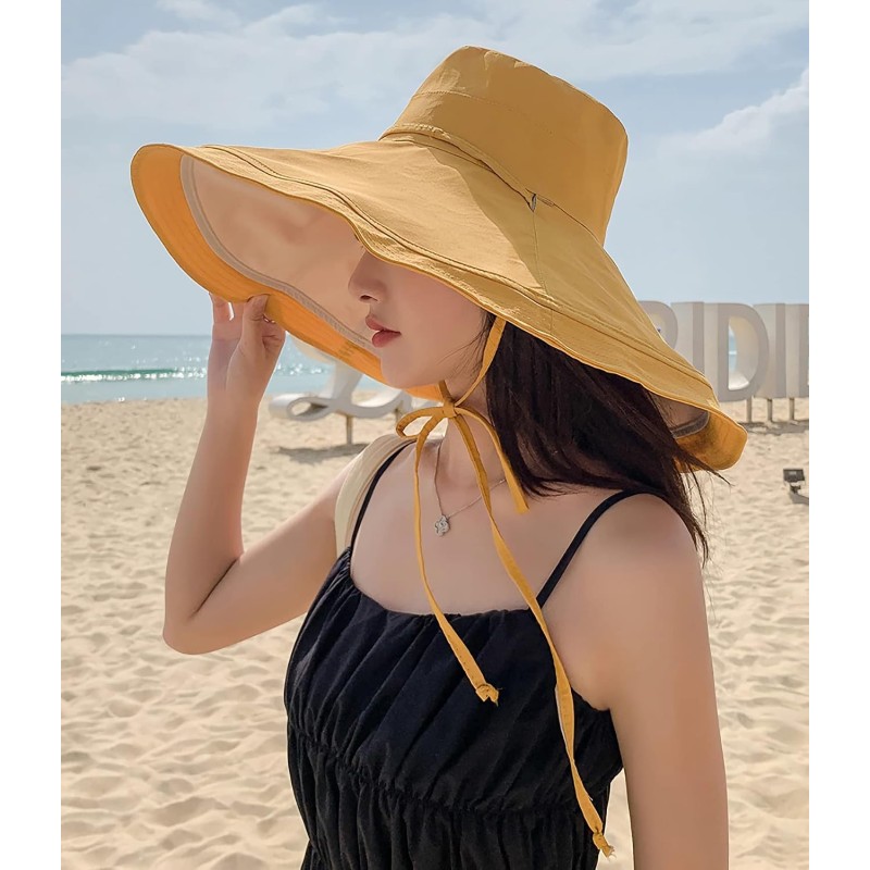 HUAMULAN Women's Wide Brim Reversible Sun Hat HUAMULAN Women's Reversible Foldable Wide Brim Sun Hat UV Protection Beach
