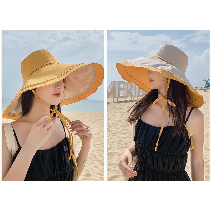 HUAMULAN Women's Wide Brim Reversible Sun Hat HUAMULAN Women's Reversible Foldable Wide Brim Sun Hat UV Protection Beach