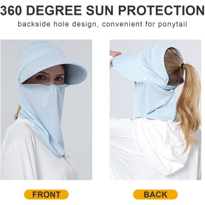 Women's wide brim sun hat with detachable face mask for outdoor use