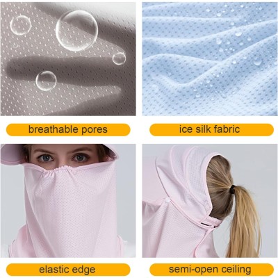Pink Wide Brim Sun Hat with Detachable Face Mask Neck Flap Women's pink wide brim sun hat with detachable face mask and neck flap for UV protection